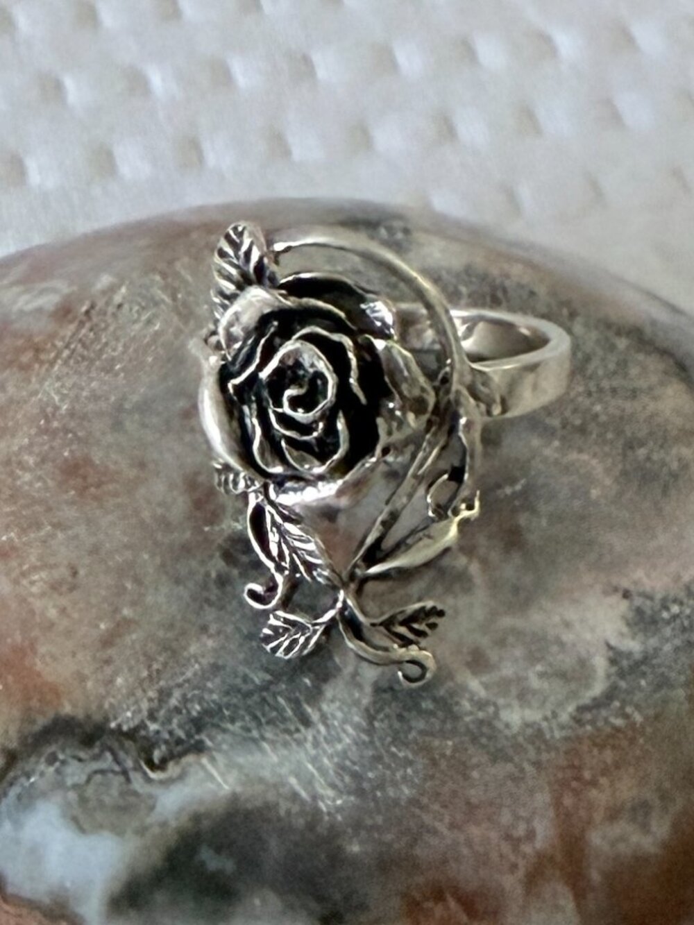 Sterling Silver Rose Statement Ring - Silver - Picture 2 of 4